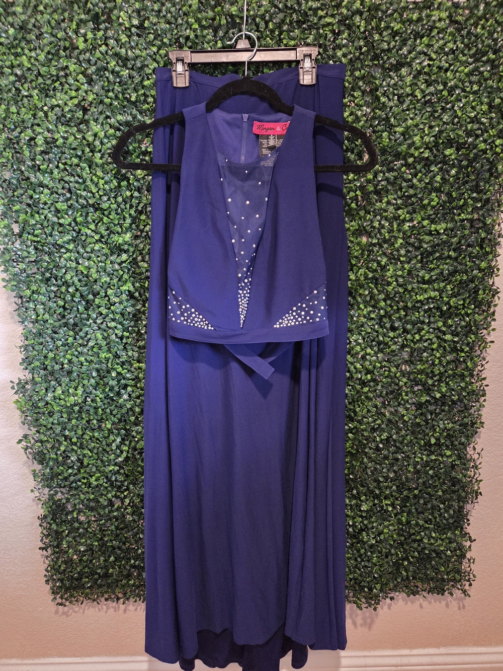Morgan & Co. Navy Evening Dress with Crystal Accents